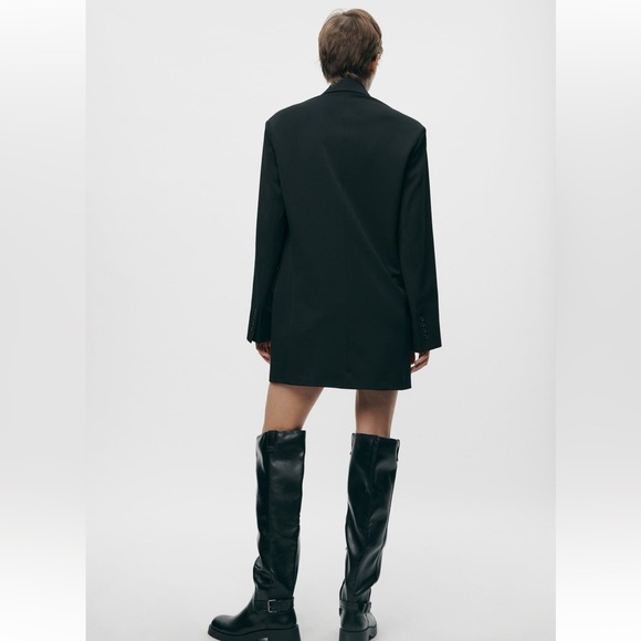 Zara Black Long Oversized double breasted Jacket Blazer Coat Size XS - S NWT - Picture 8 of 16